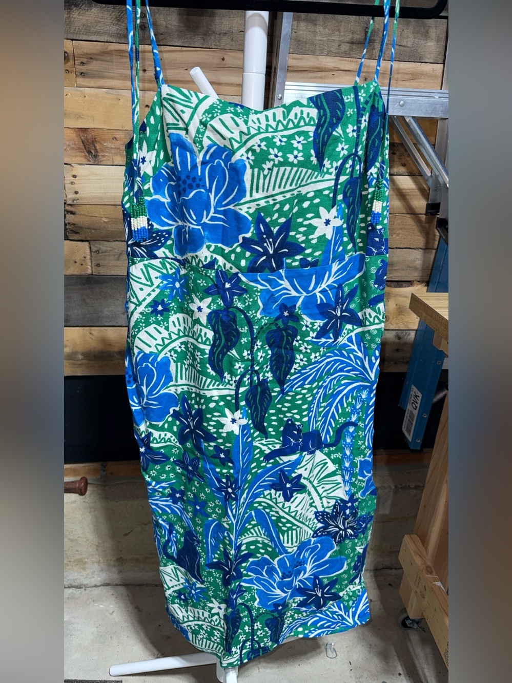 Rachel Zoe Blue and Green Floral Midi Dress XL